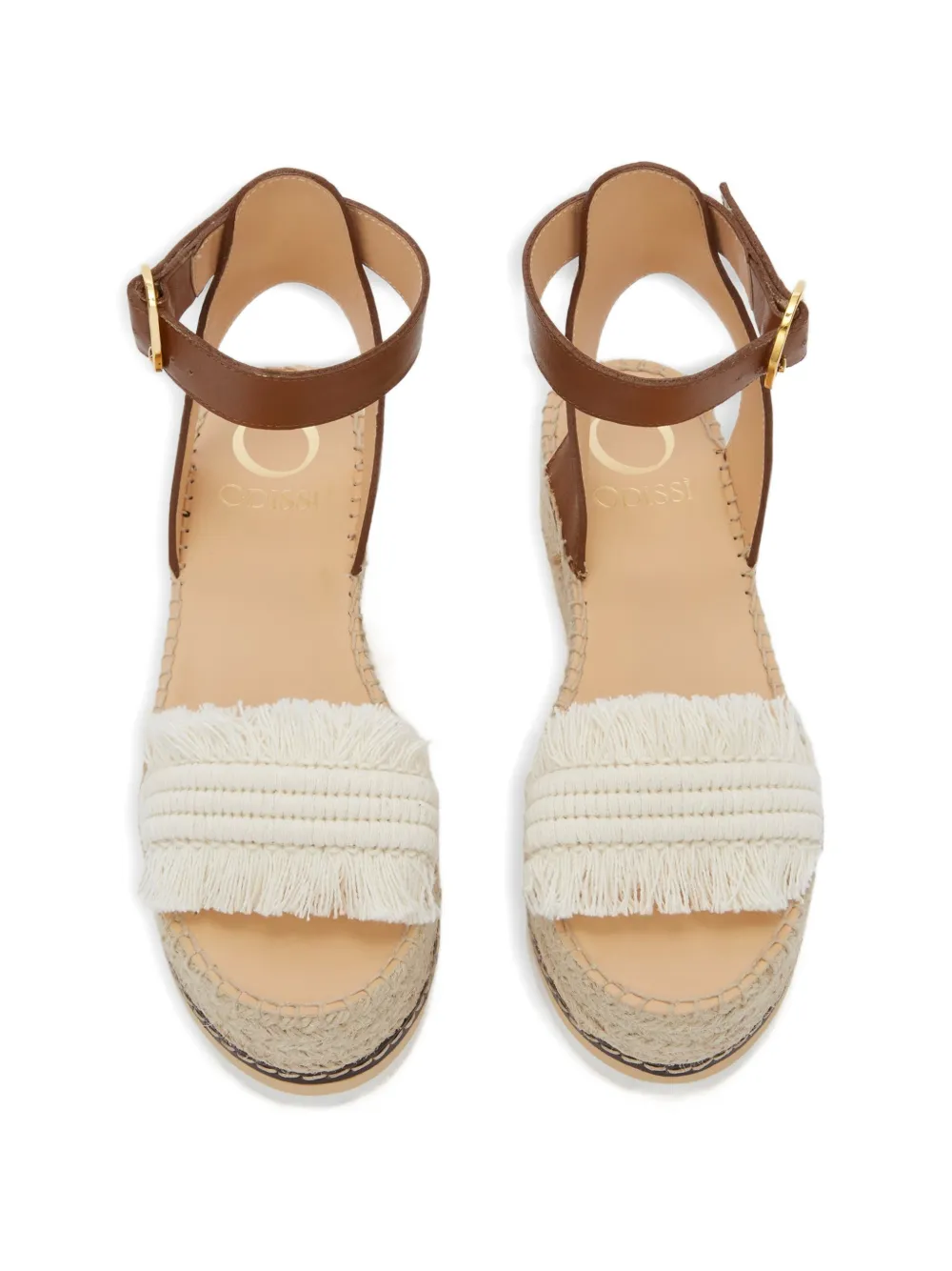 ODISSI Lily espadrilles met sleehak Bruin