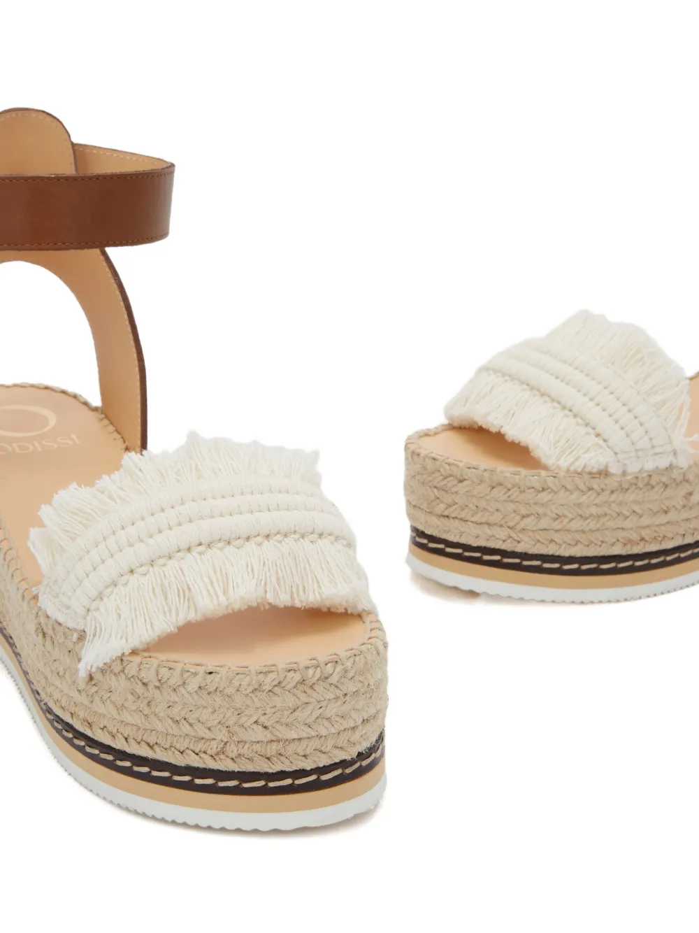 ODISSI Lily espadrilles met sleehak Bruin