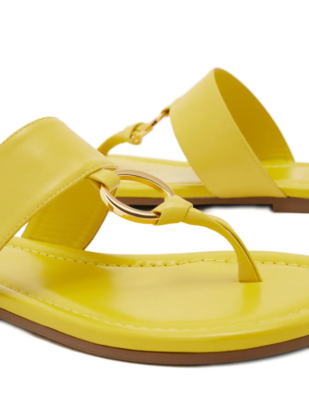 ODISSI Olivia leren sandalen met ringdetail Geel