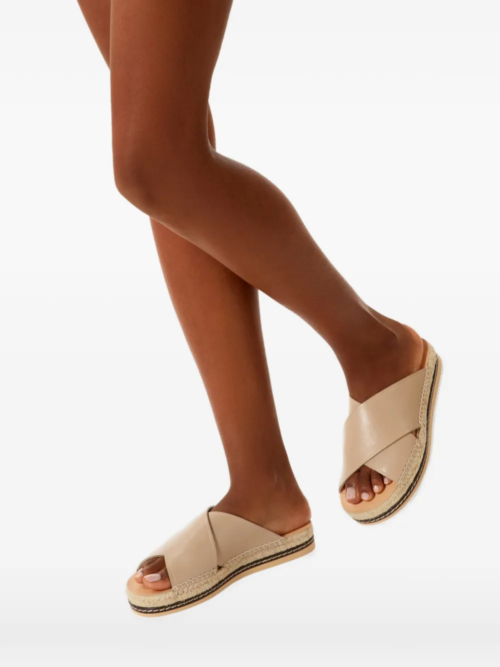 ODISSI Lily espadrilles met gekruist detail Beige