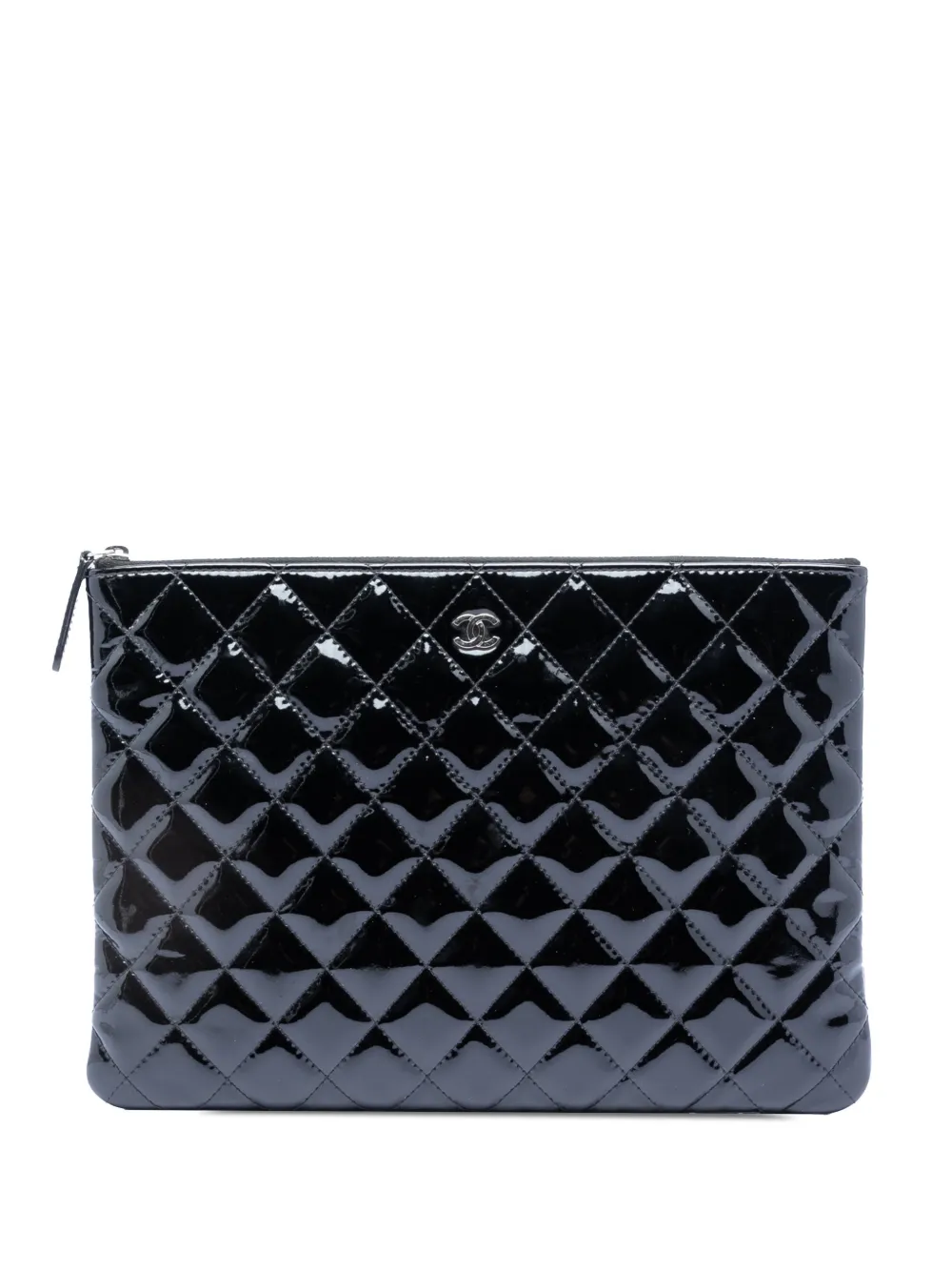 CHANEL Pre-Owned 2014-2015 Medium Quilted Patent O Case clutch bag - Nero