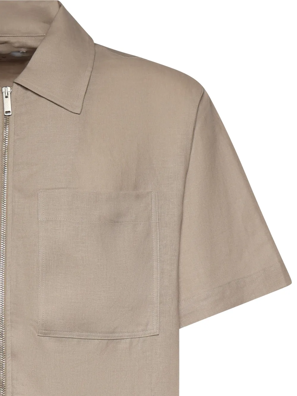  Woc Zip-up Chest-pocket Shirt - Neutrals 