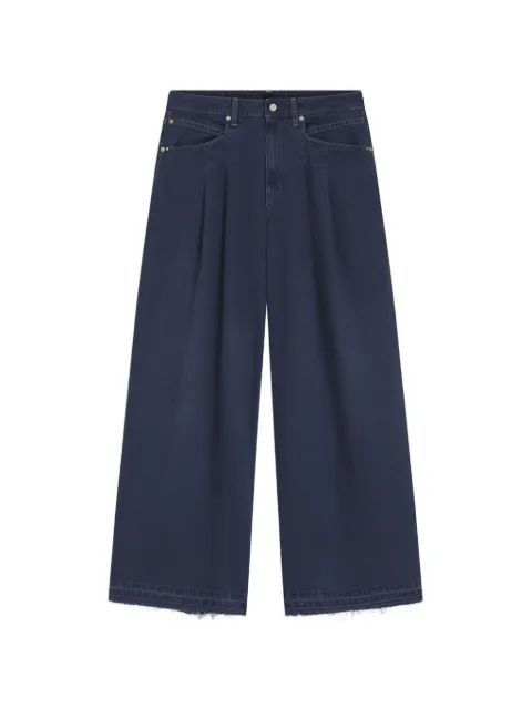 BOSS pleated frayed-hem jeans