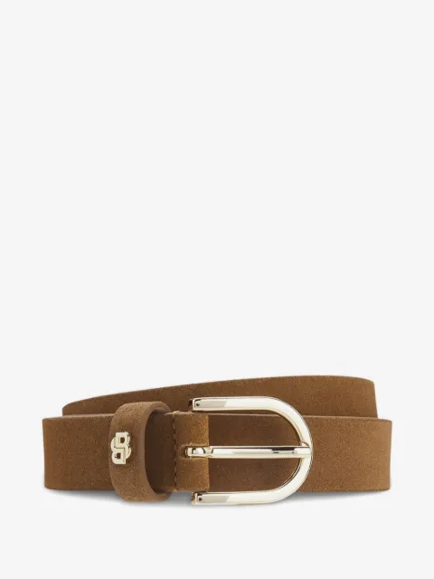 BOSS suede belt with gold-tone double B monogram