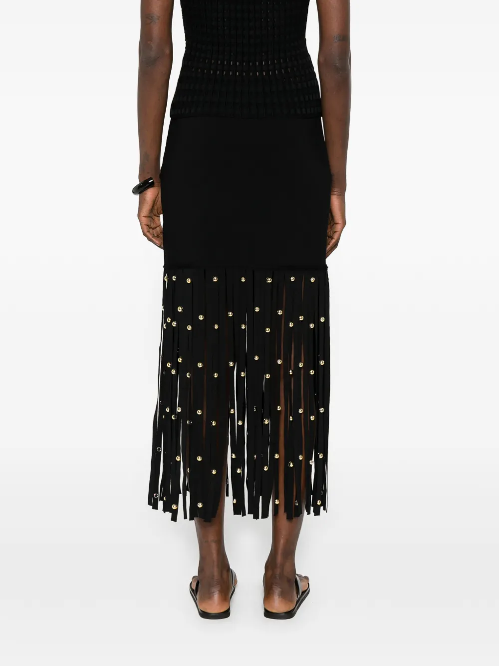 Fringed Embellished Midi Skirt