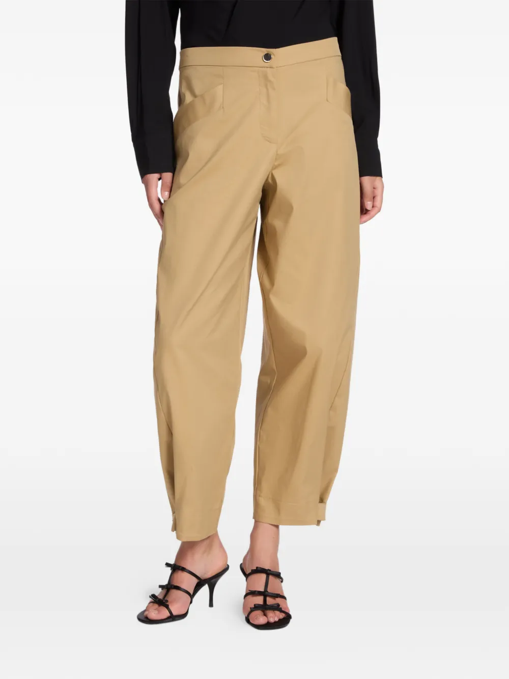  Elena Miro` Cuff-straps Trousers - Brown 