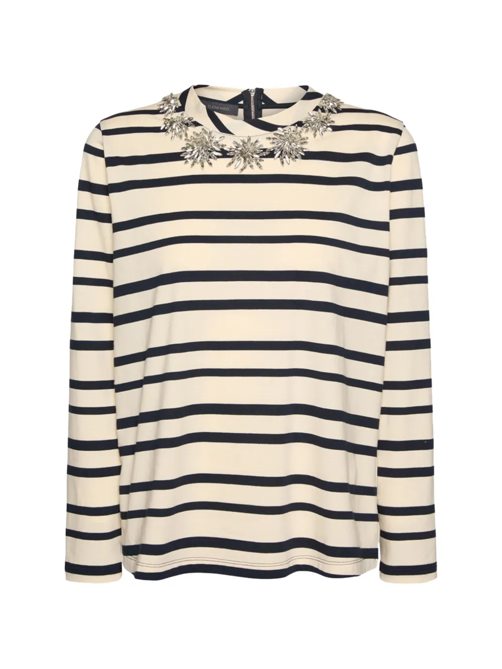 ELENA MIRO` Striped floral-embroidery top - Toni neutri