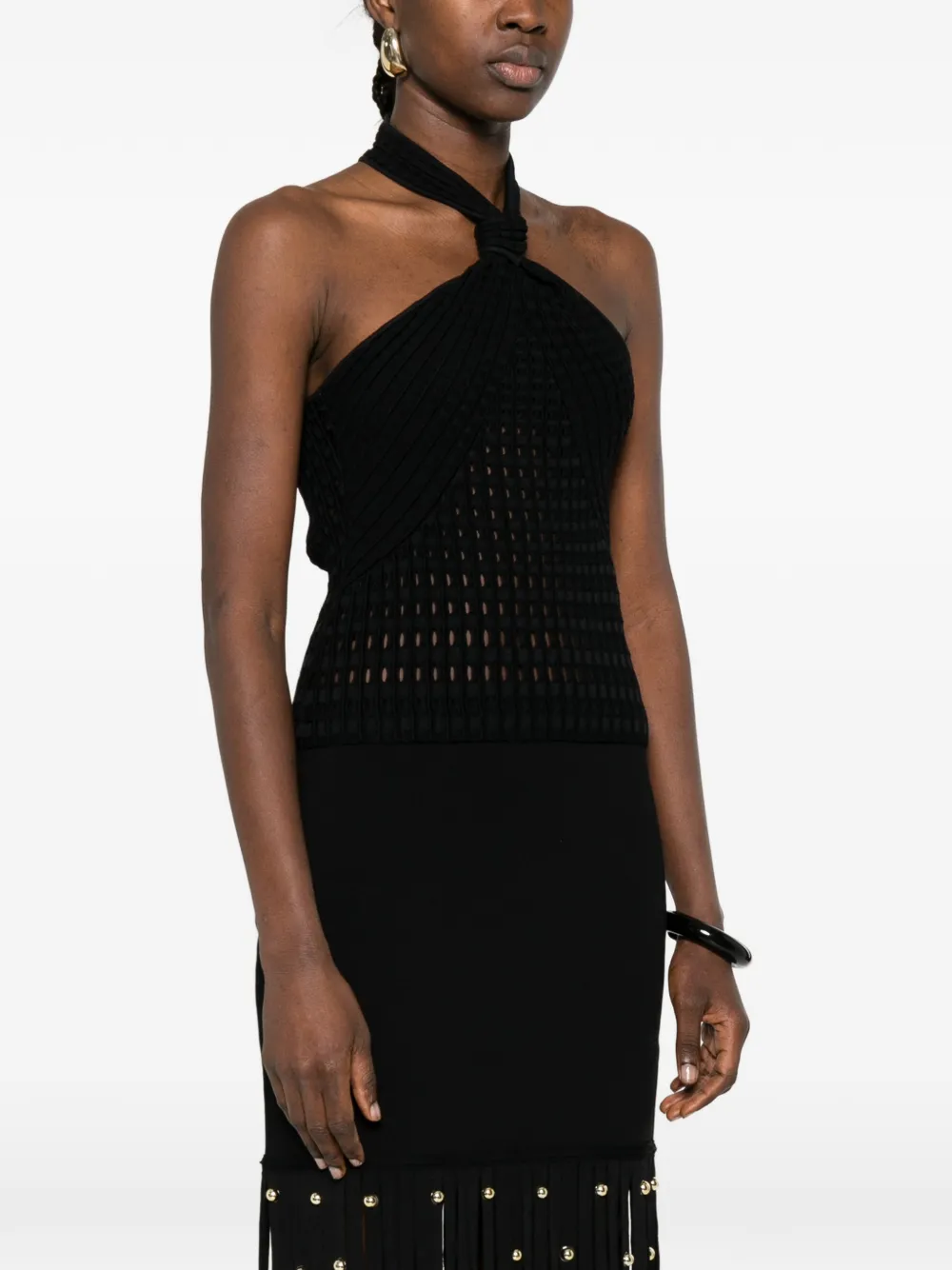  Simkhai Halterneck Textured Top - Black 