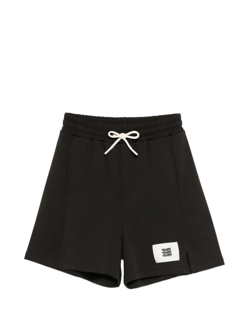MSGM Kids logo-patch track shorts - Nero