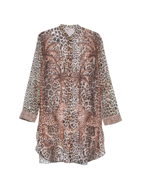 Pin Up Stars palm animal print shirt dress