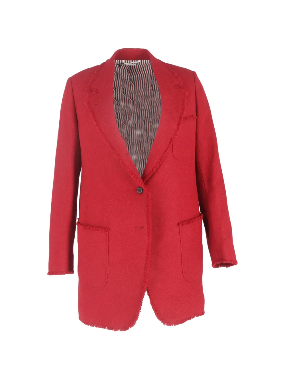 Thom Browne single-breasted frayed blazer - Rosso