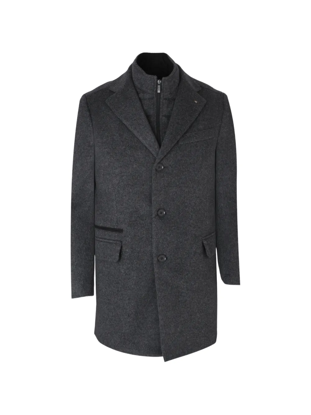 Corneliani Layered Single-breasted Coat In Blue