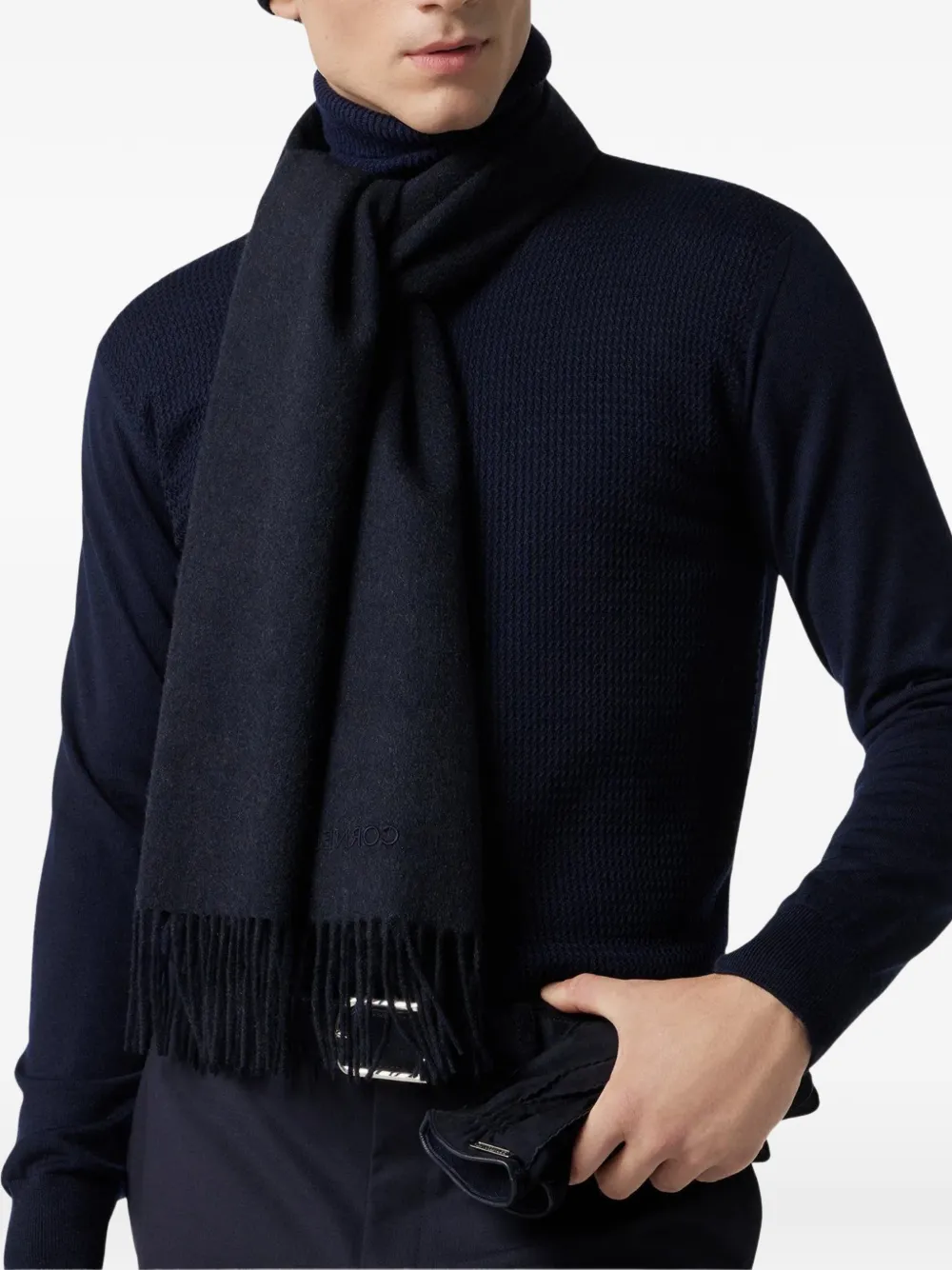 Corneliani Fringed Scarf In Red
