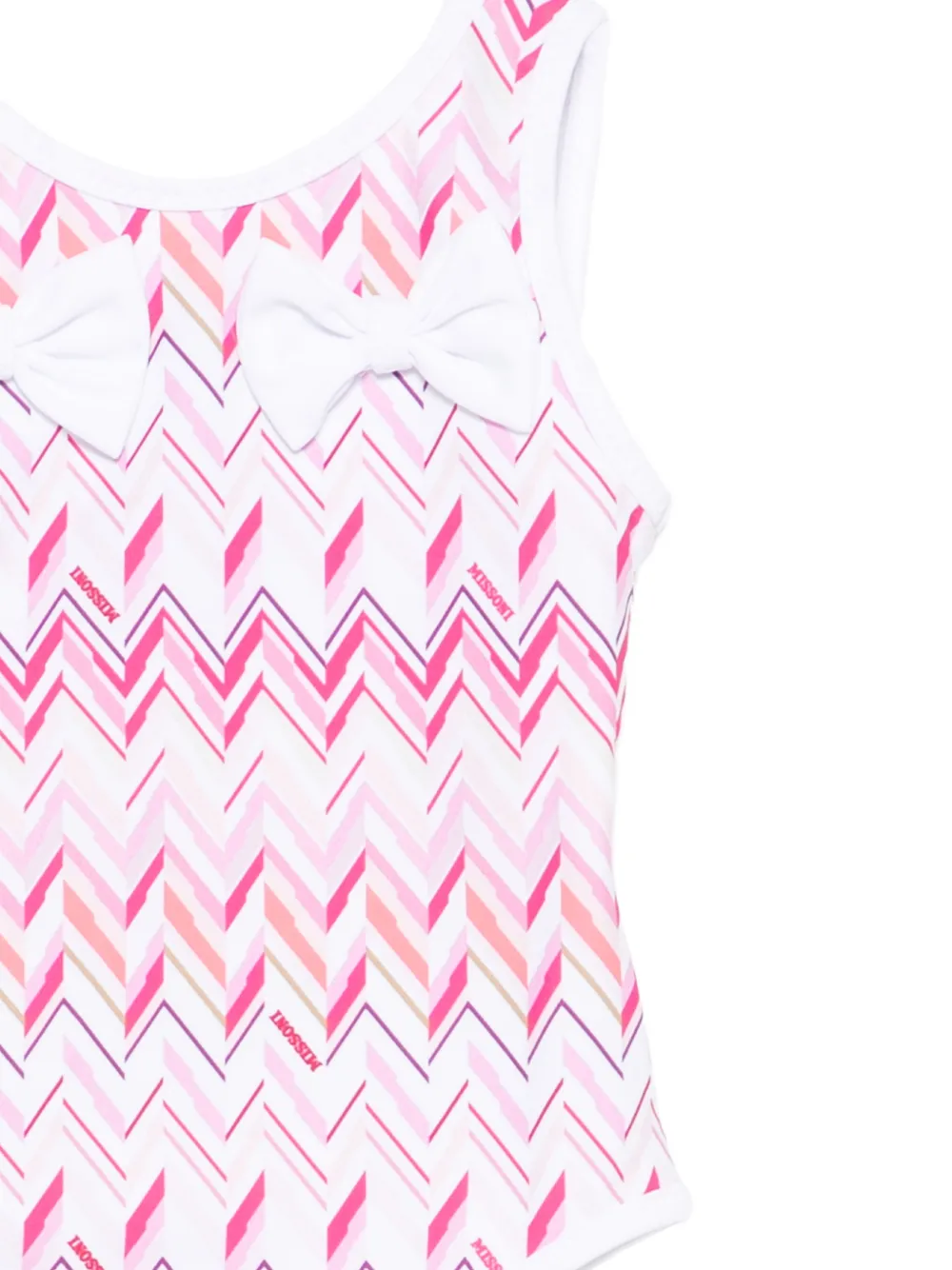  Missoni Kids Bow Patterned Swimsuit - White 