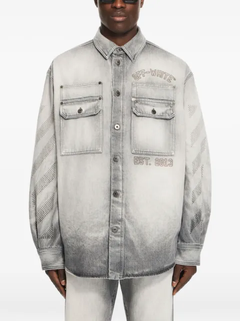 Off-White Diagonal Embroidery faded overshirt