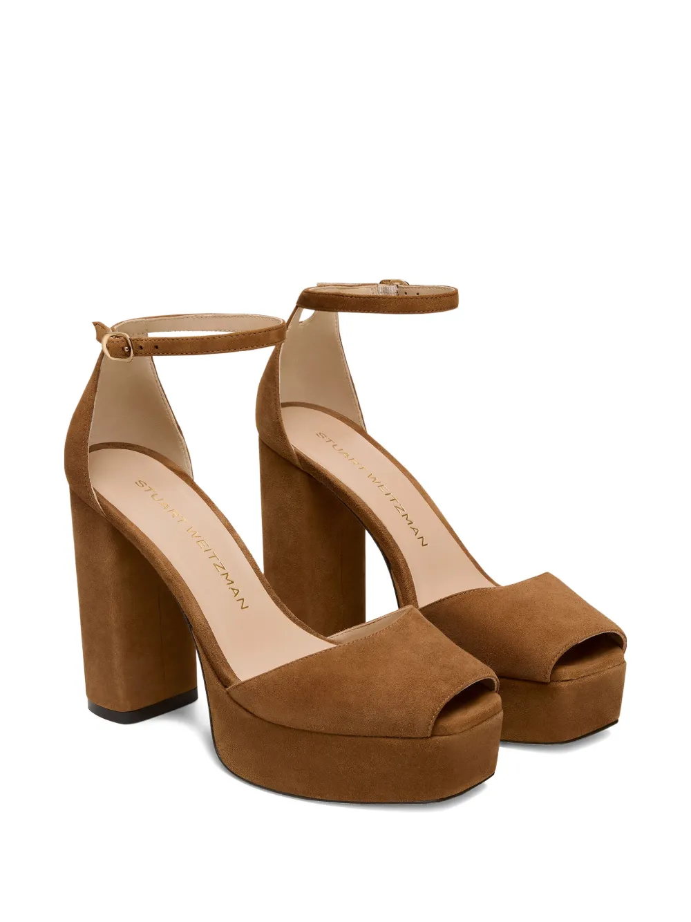 Stuart Weitzman Sabrina sandalen met plateauzool en enkelbandje Bruin
