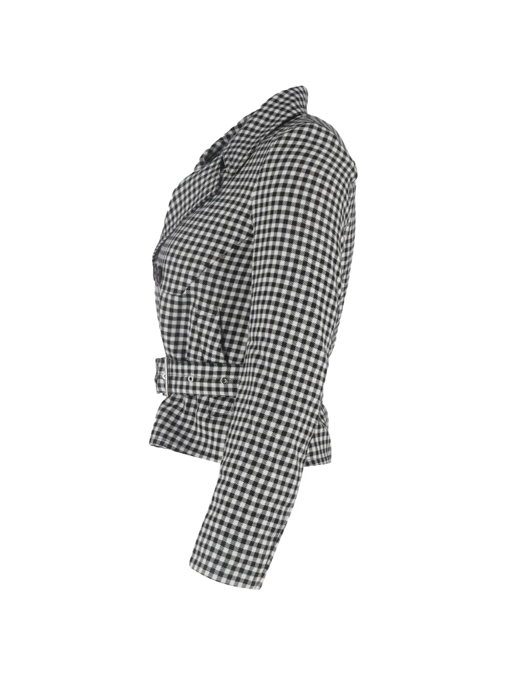  Mcq Gingham-checked Belted Blazer - Black 