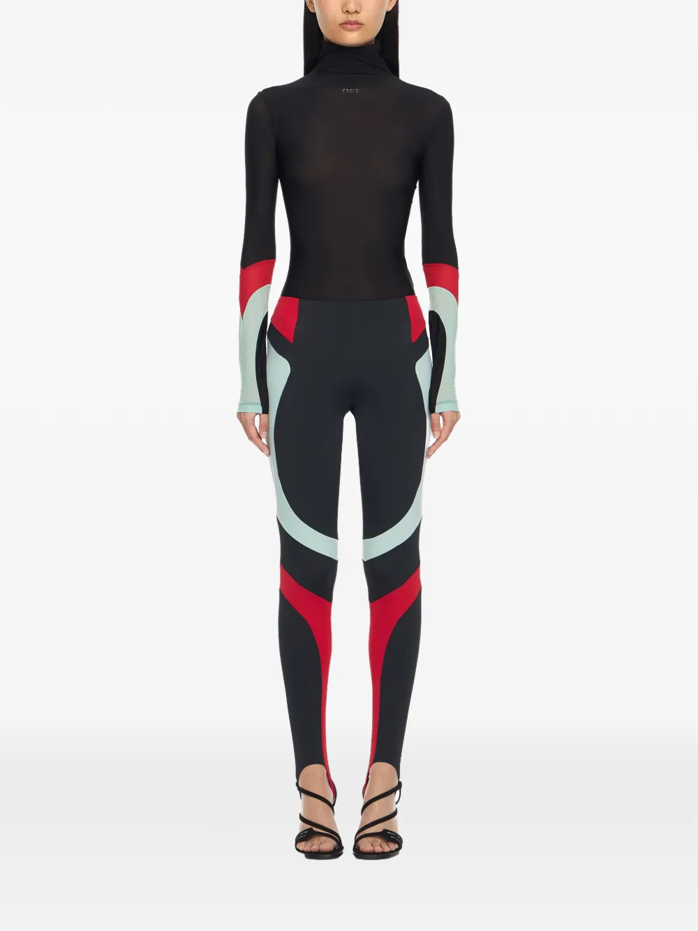 Off-White Legging met colourblocking Zwart