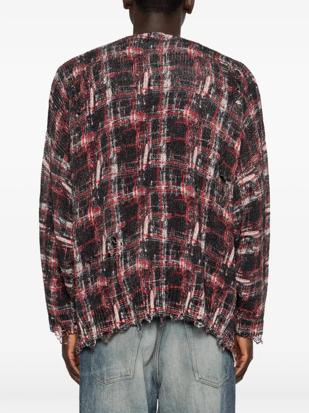 R13 Frayed Cardigan in Black, view 4