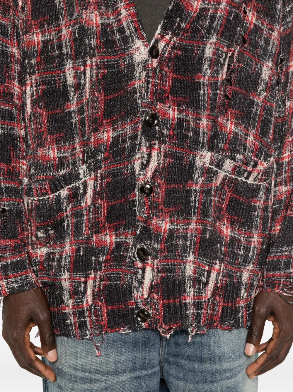 R13 Frayed Cardigan in Black, view 5