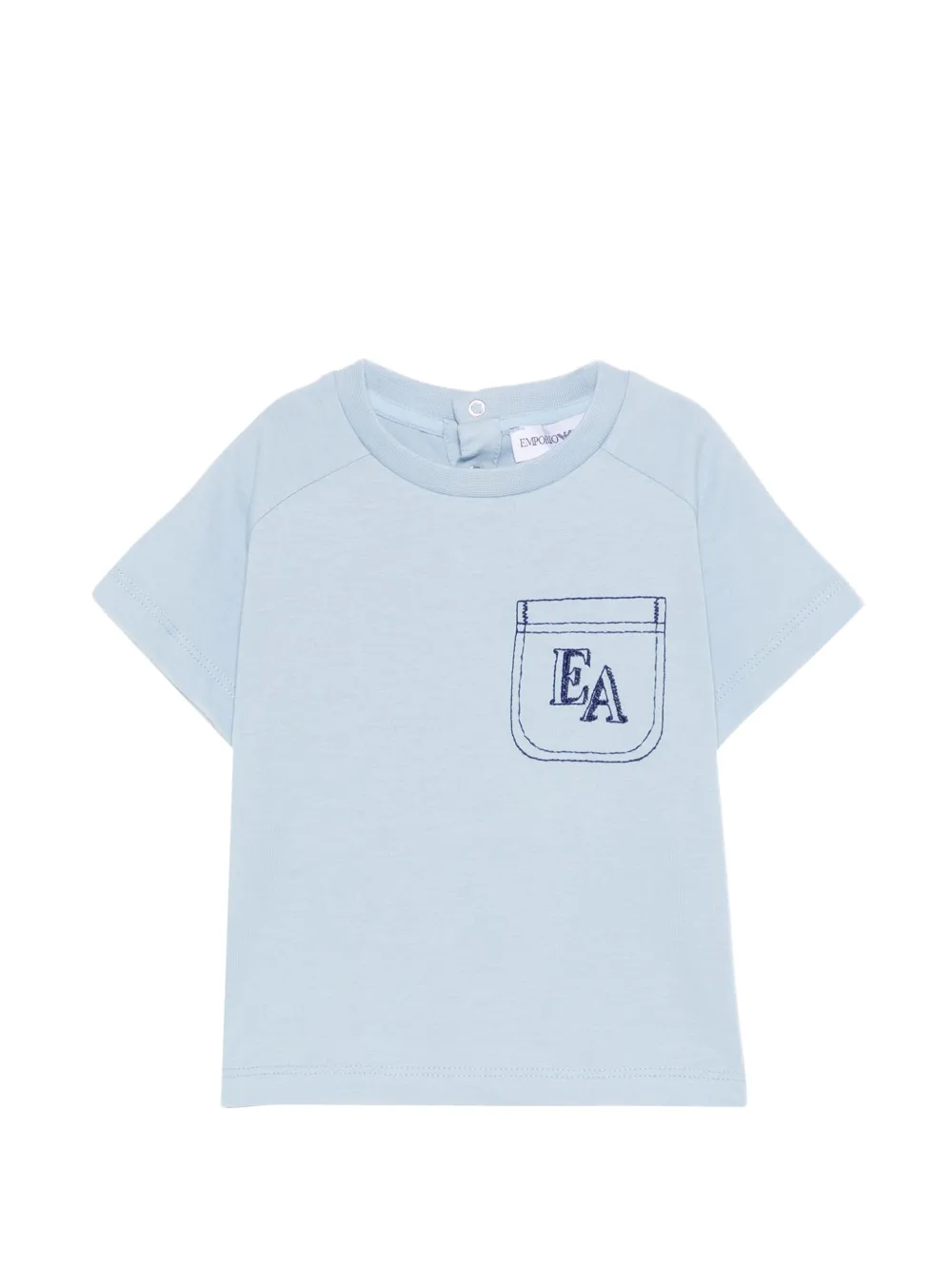 Emporio Armani Kids embroidered-pocket T-shirt - Blu