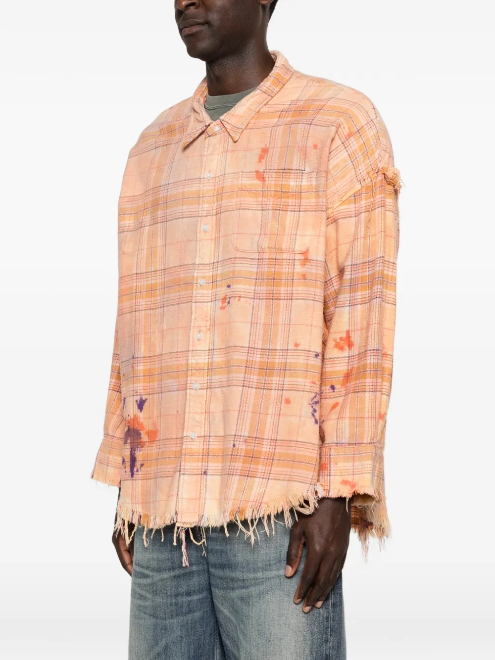  R13 Plaid Frayed Shirt - Orange 