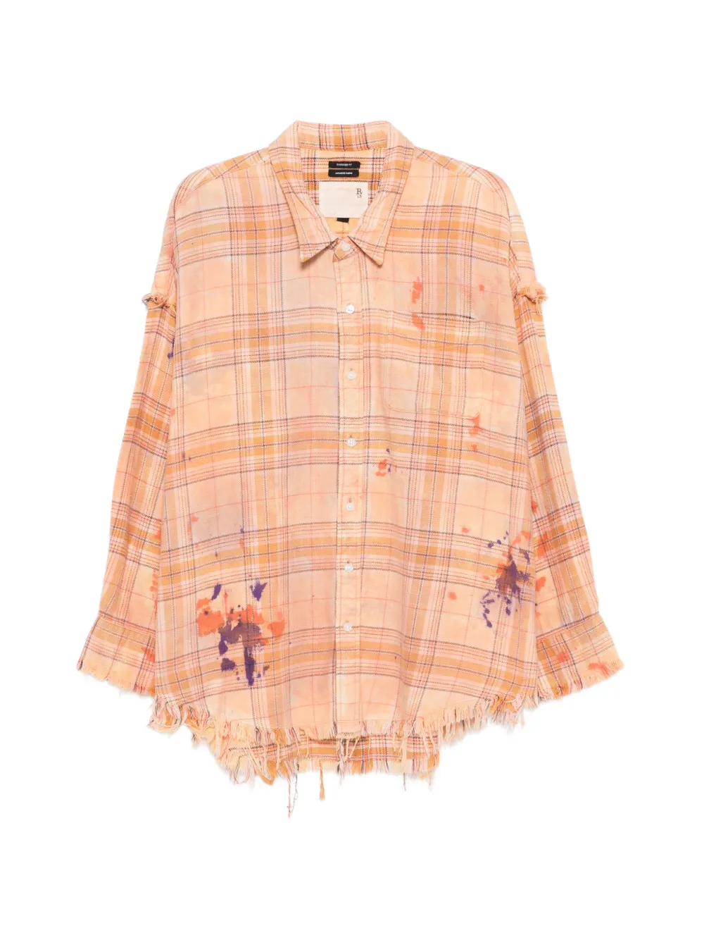 R13 plaid frayed shirt - Orange
