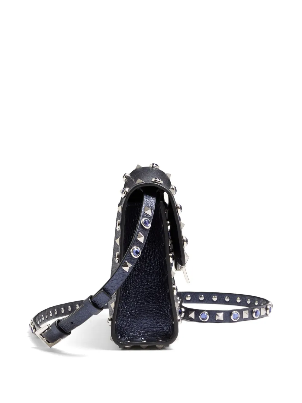 Valentino Garavani Rockstud kleine schoudertas van gelamineerd kalfsleer met cabochon stenen Blauw