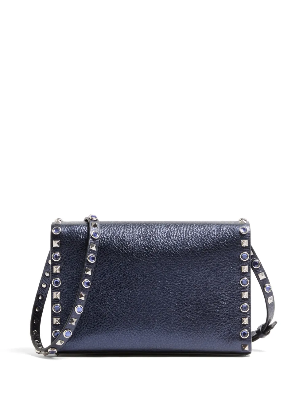 Valentino Garavani Rockstud kleine schoudertas van gelamineerd kalfsleer met cabochon stenen Blauw