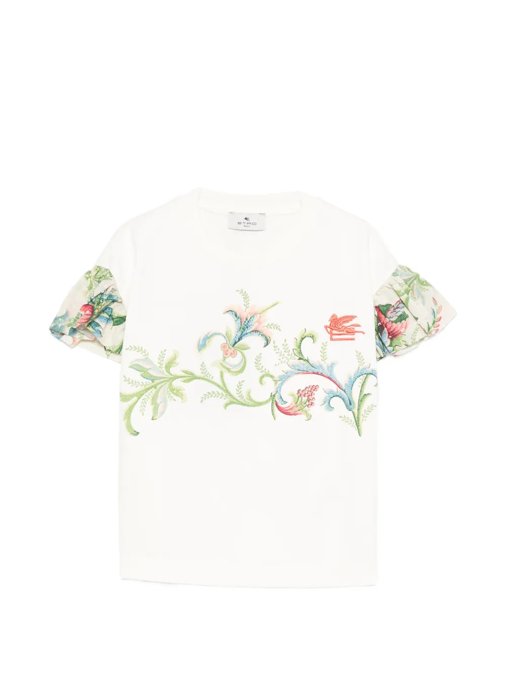 ETRO KIDS floral sleeve T-shirt - Toni neutri