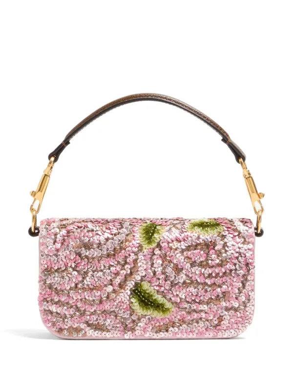 Valentino Garavani Locò Small Embroidered Shoulder Bag | Pink