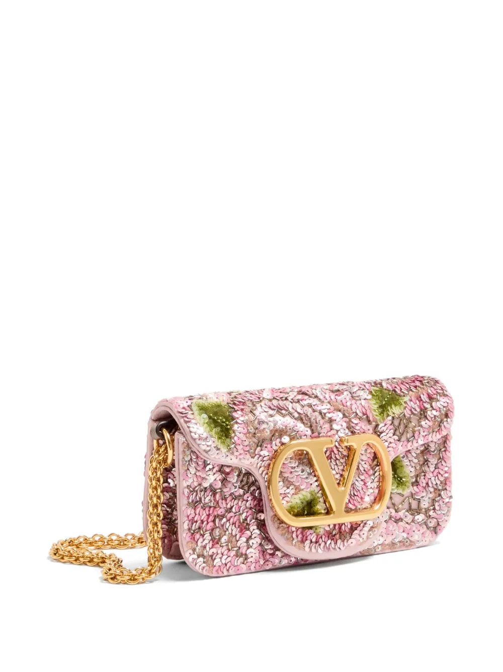Valentino Garavani Locò kleine schoudertas met borduurwerk Roze