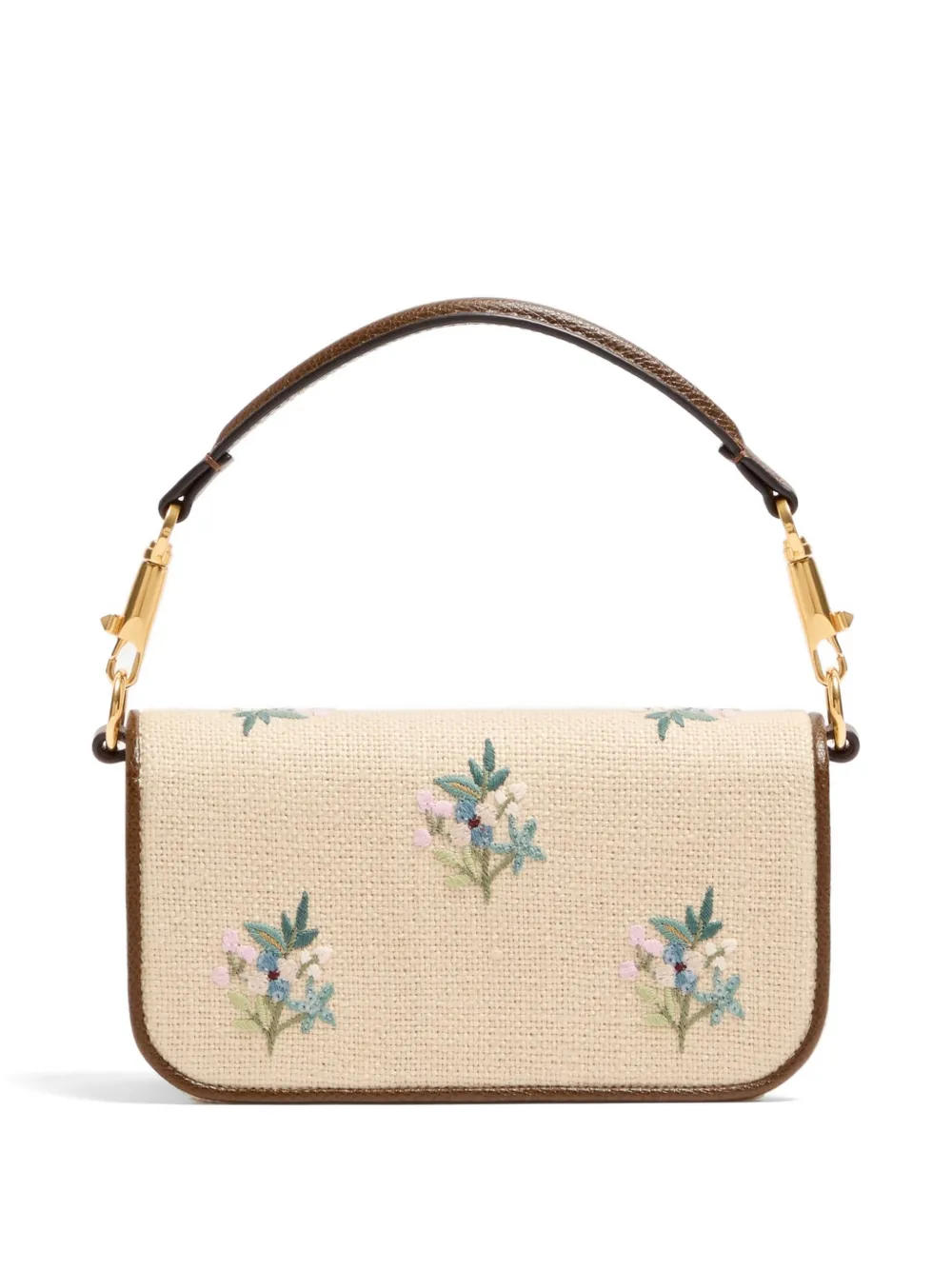Valentino Garavani Locò kleine schoudertas met geborduurde bloemen Beige