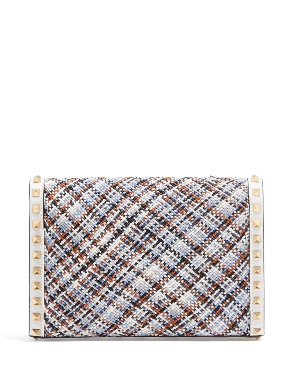 Valentino Garavani Kleine Rockstud schoudertas van geweven stof Blauw