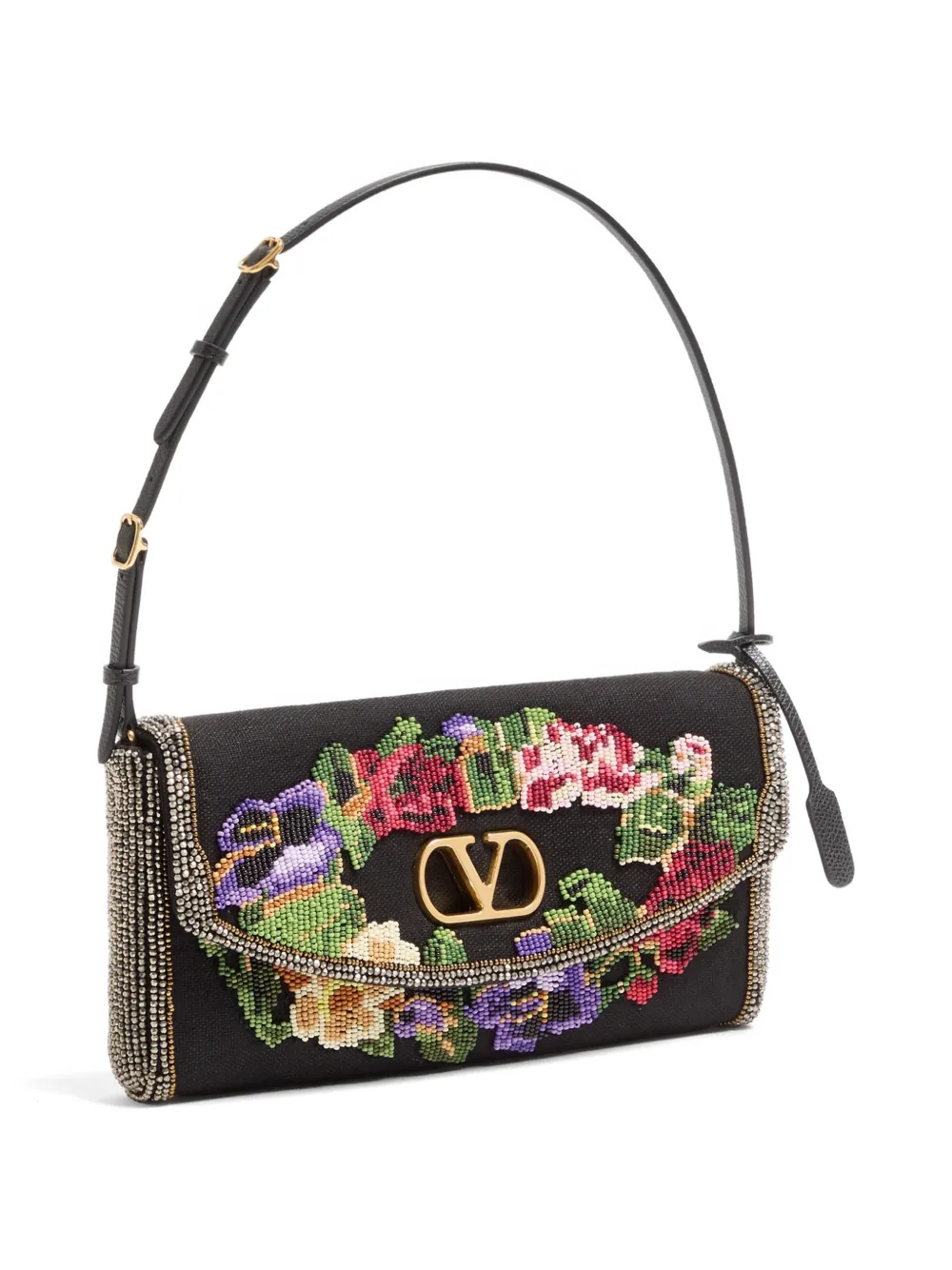 Valentino Garavani Kleine Devain schoudertas met borduurwerk Zwart
