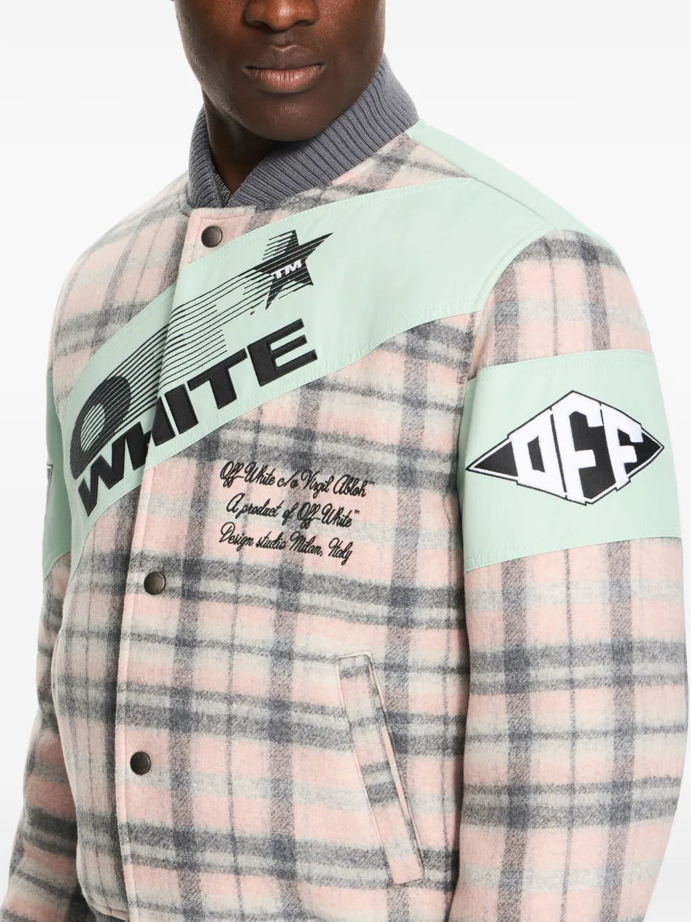 Off-White Royal Check bomberjack Roze