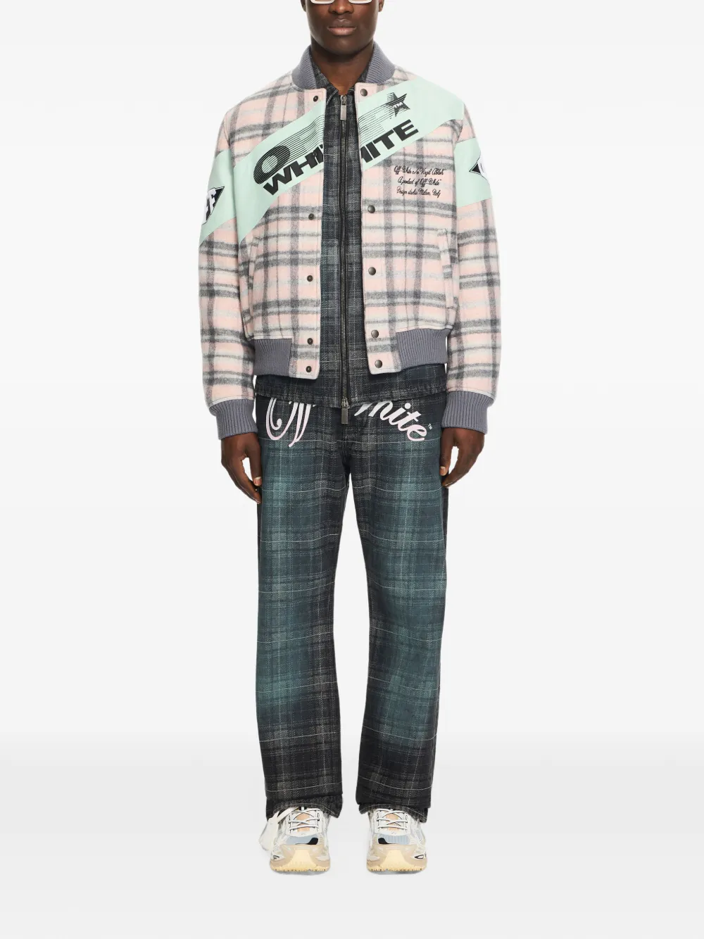 Off-White Royal Check bomberjack Roze