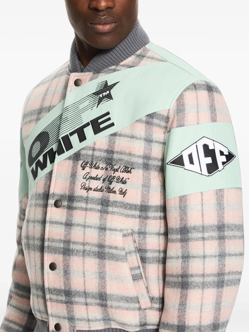 Off-White Royal Check bomberjack Roze