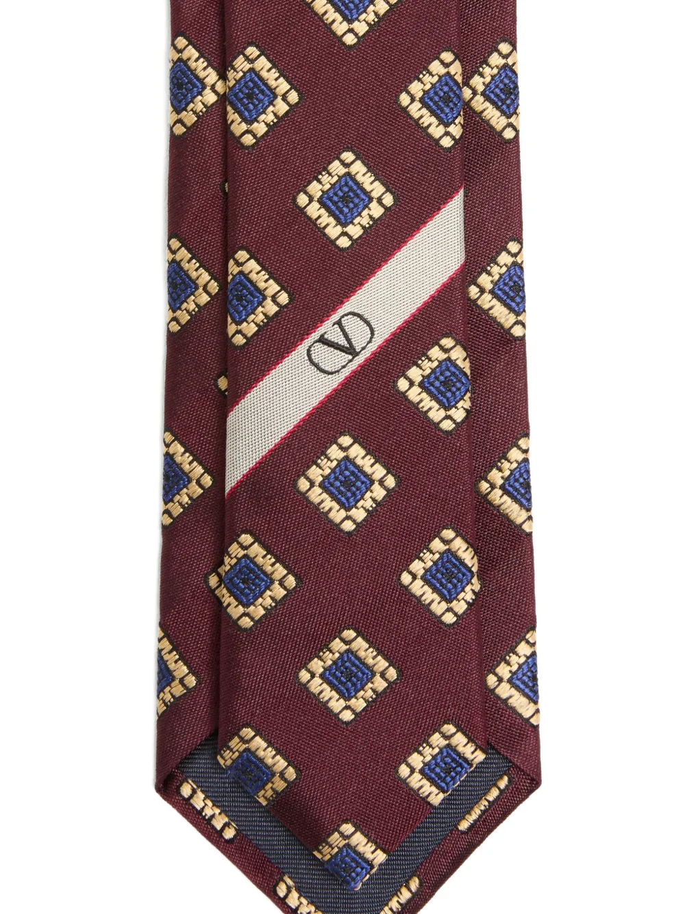  Valentino Garavani Valentie Patterned Tie In Silk, Wool, And Jacquard - Red 