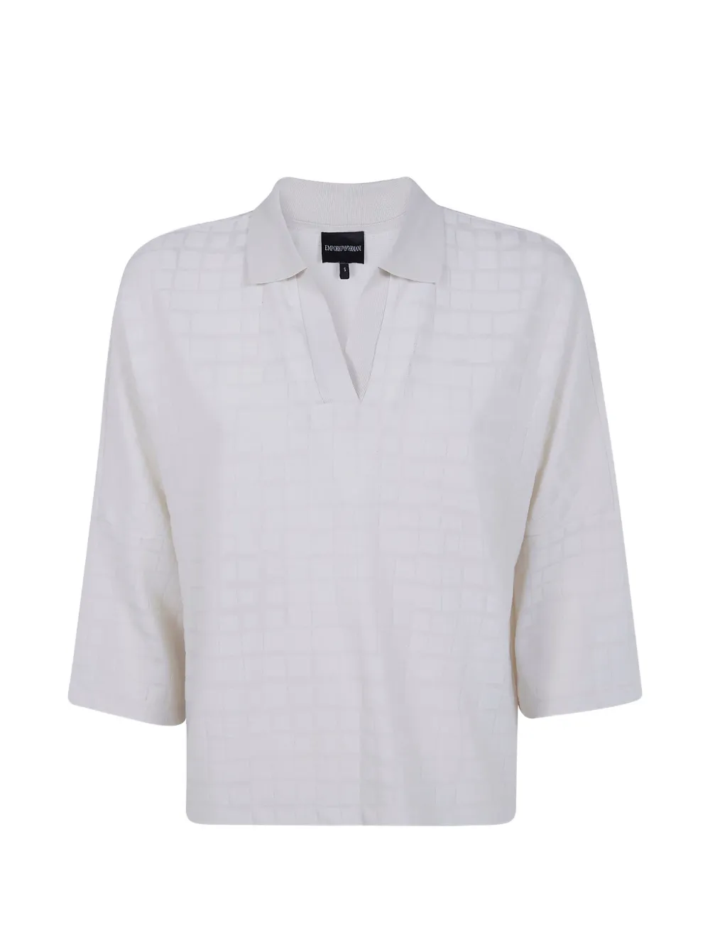 Emporio Armani V-neck check top - Bianco