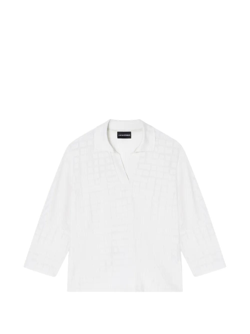 Emporio Armani V-neck check top - Bianco