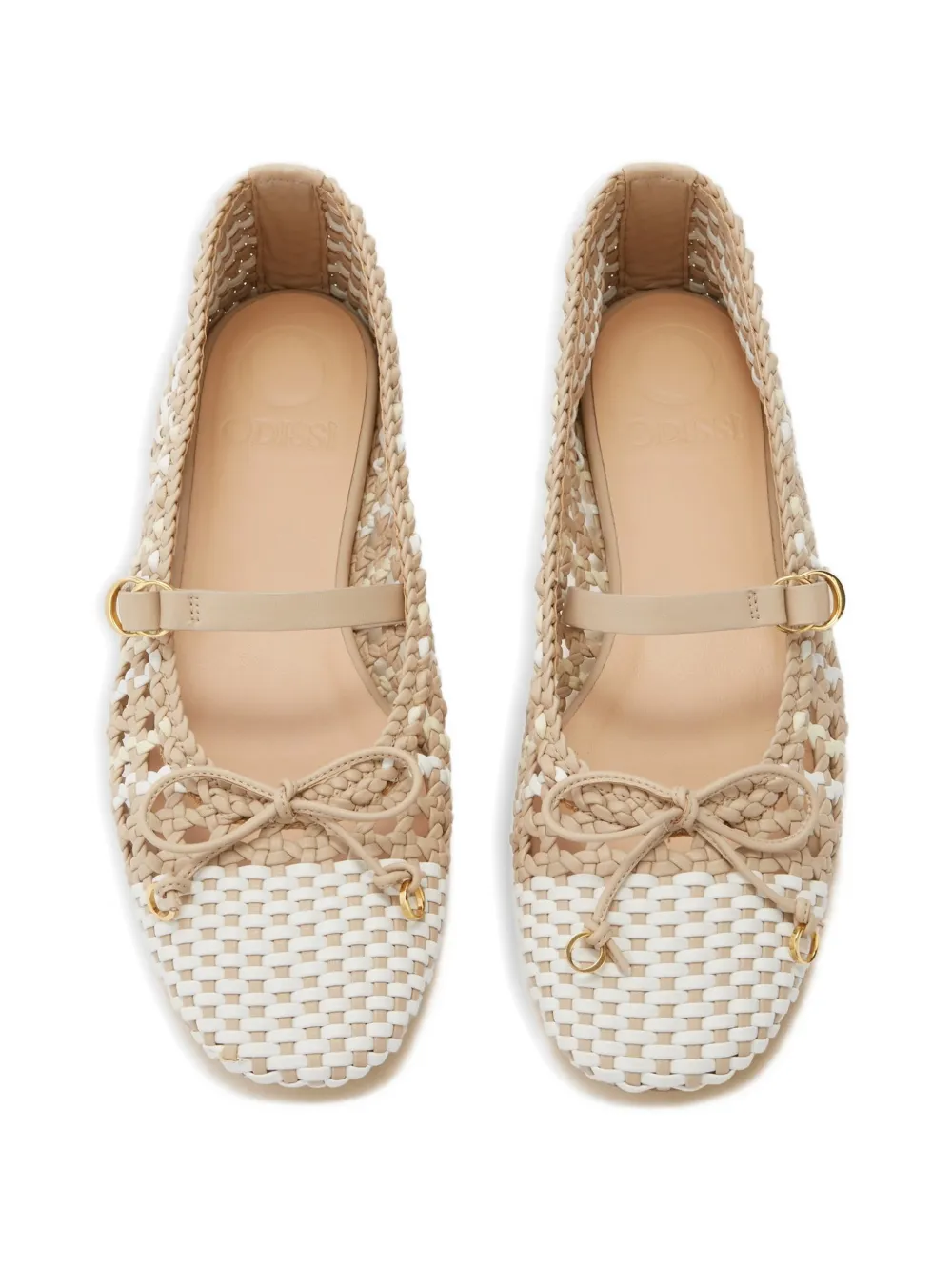 Odissì Lina gevlochten ballerina's Beige