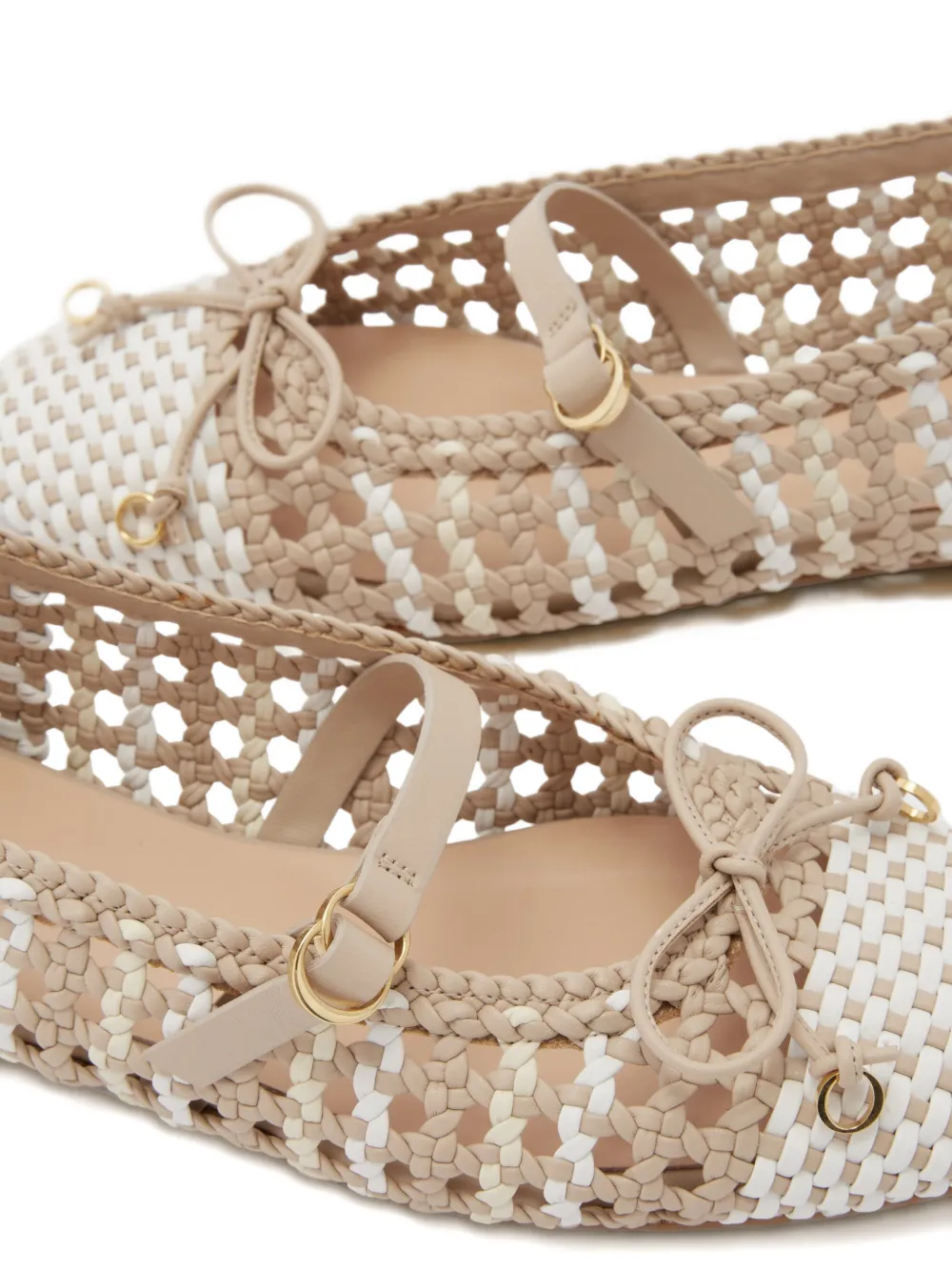 Odissì Lina gevlochten ballerina's Beige