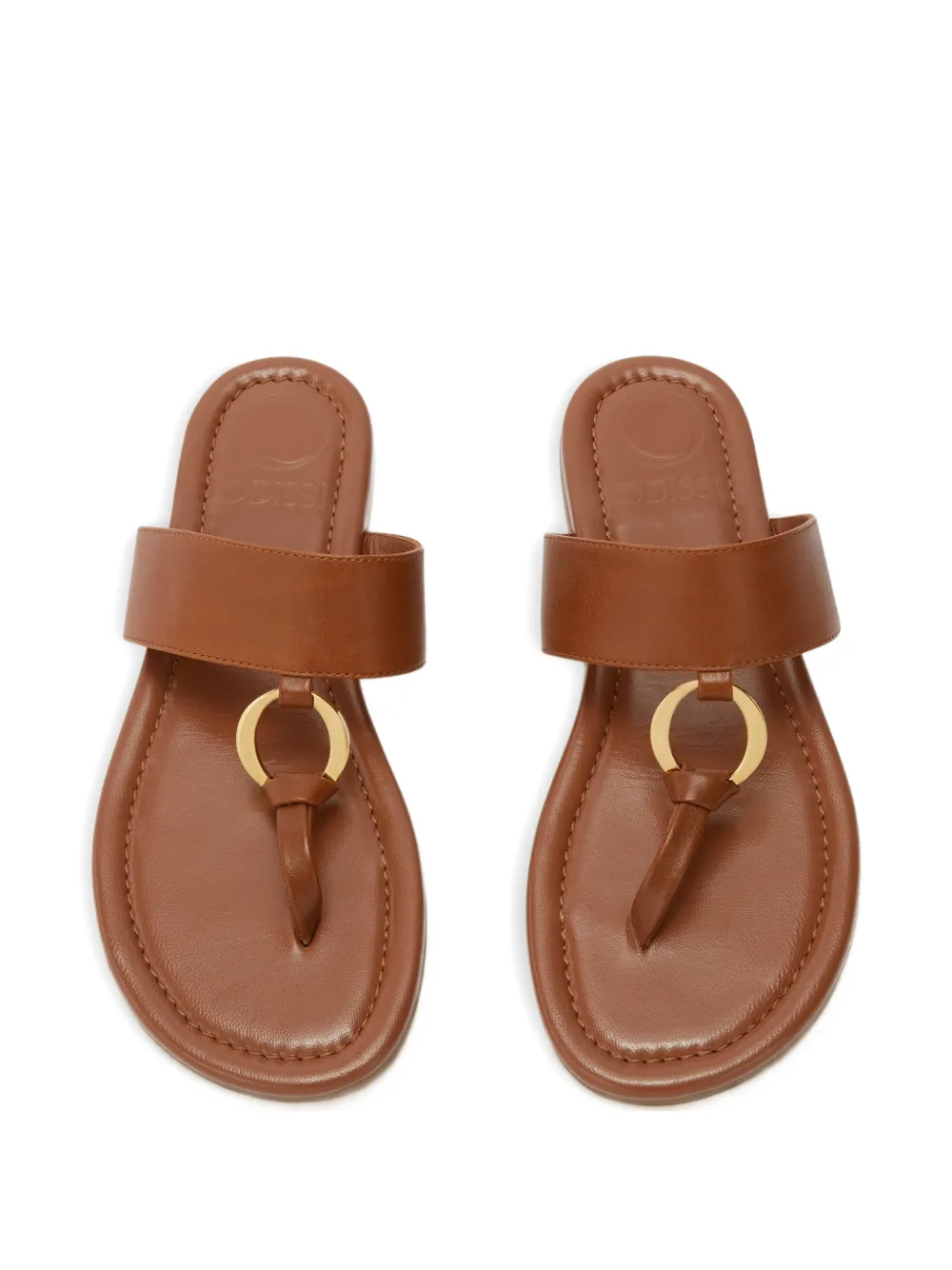 ODISSI Olivia leren sandalen met ringdetail Bruin