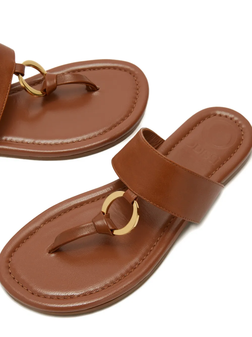 ODISSI Olivia leren sandalen met ringdetail Bruin