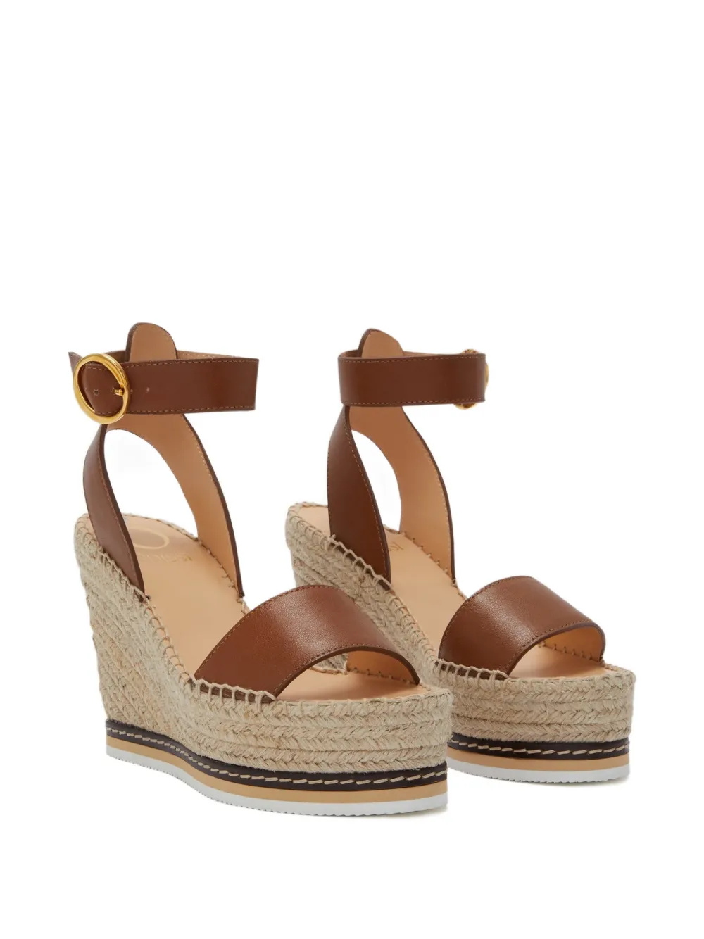 ODISSI Lily espadrilles met sleehak Bruin