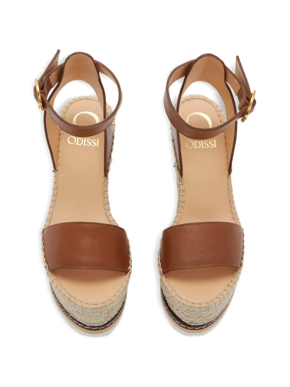 ODISSI Lily espadrilles met sleehak Bruin