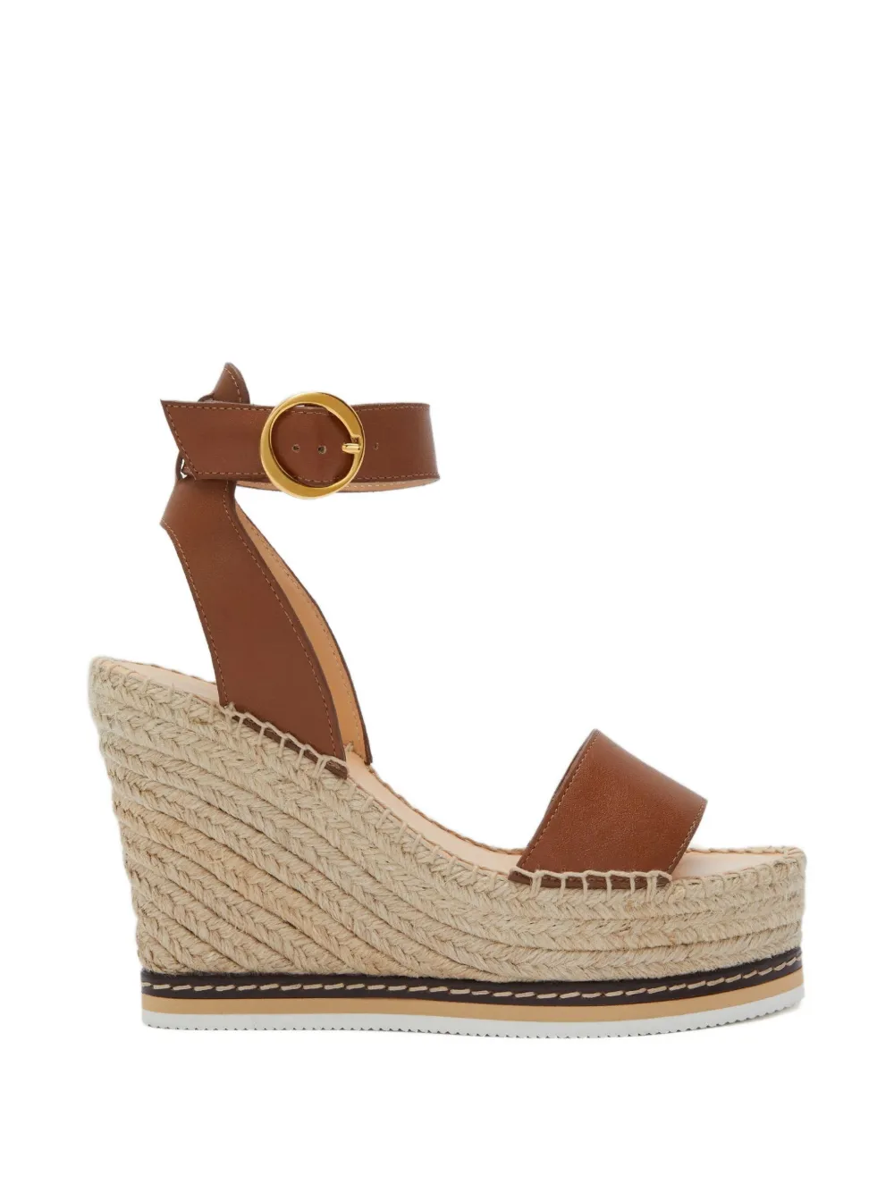 ODISSI Lily espadrilles met sleehak Bruin