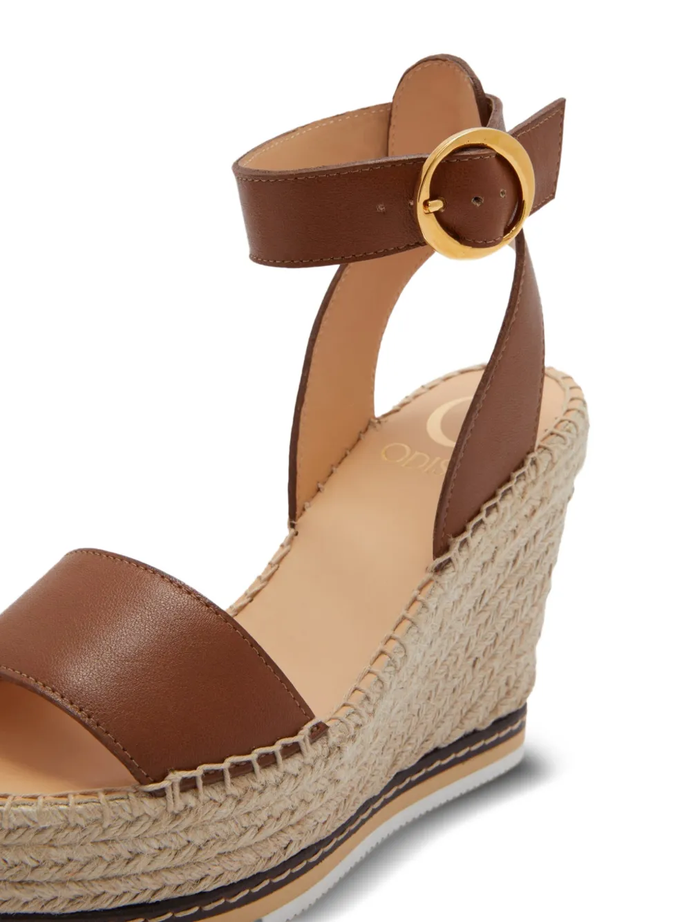 ODISSI Lily espadrilles met sleehak Bruin