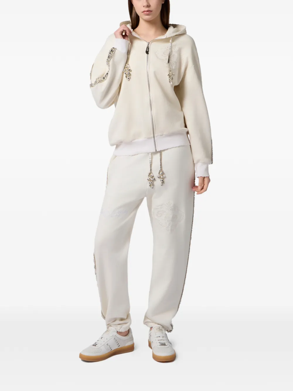 Philipp Plein Trainingsbroek verfraaid met kristallen Beige